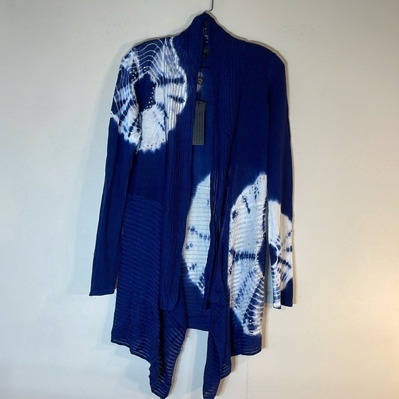 NWT. Belldini Medium Beaded Tie Dye Open Front Cardigan. - Picture 3 of 10